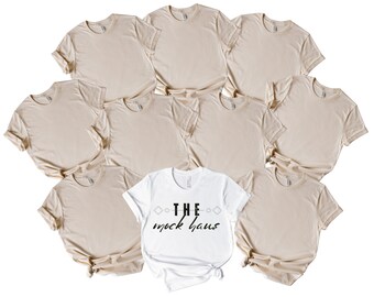 BC 3001 Group Mockup, Bella Canvas Natural Mockup, Bachelorette T-shirt Mockup, Tan Wedding Mockup, Bridal Party Mockup, Group Mock