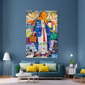 Mary&#39;s Choice Painting | Banksy Style Wall Art | Original Painting | 100% Hand Painted Pop Art
