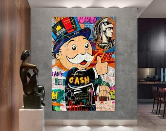 Monopoly Man Painting | Banksy Style Wall Art | Original Painting | 100% Hand Painted Pop Art