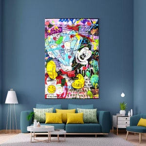 Mickey Mouse Painting | Banksy Style Wall Art | Original Painting | 100% Hand Painted Pop Art