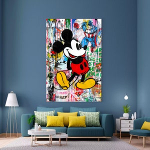 Mickey Mouse Painting | Banksy Style Wall Art | Original Painting | 100% Hand Painted Pop Art