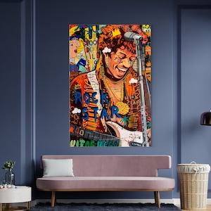 Jimi Hendrix Painting | Banksy Style Wall Art | Original Painting | 100% Hand Painted Pop Art
