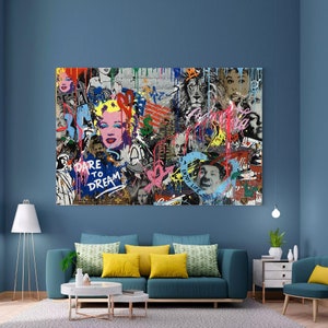 Dare To Dream Painting | Banksy Style Wall Art | Original Painting | 100% Hand Painted Pop Art