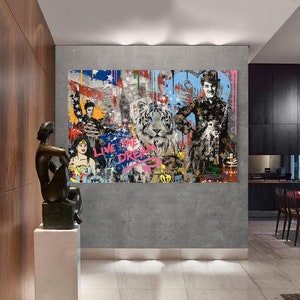 Live The Dream Painting | Banksy Style Wall Art | Original Painting | 100% Hand Painted Pop Art