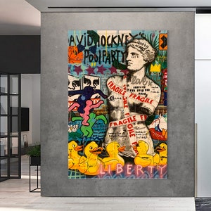 Pool Party Venus Painting | Banksy Style Wall Art | Original Painting | 100% Hand Painted Pop Art