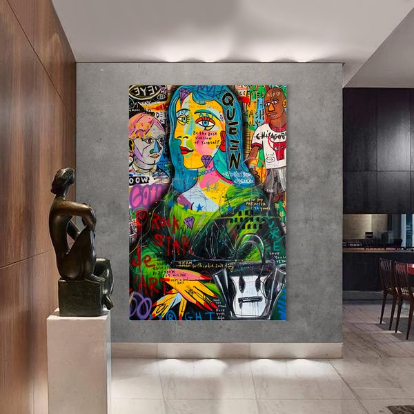 Mona Lisa Oil Painting | Banksy Style Wall Art | Original Painting | 100% Hand Painted Pop Art