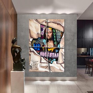 Wyjmij Mona Lisę z pudełka | Sztuka ścienna w stylu Banksy'ego | Oryginalny obraz | 100% ręcznie malowana sztuka pop