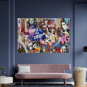 Dare To Dream Painting | Banksy Style Wall Art | Original Painting | 100% Hand Painted Pop Art