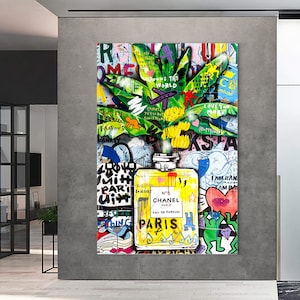 Real Luxe N5 Painting | Banksy Style Wall Art | Original Painting | 100% Hand Painted Pop Art