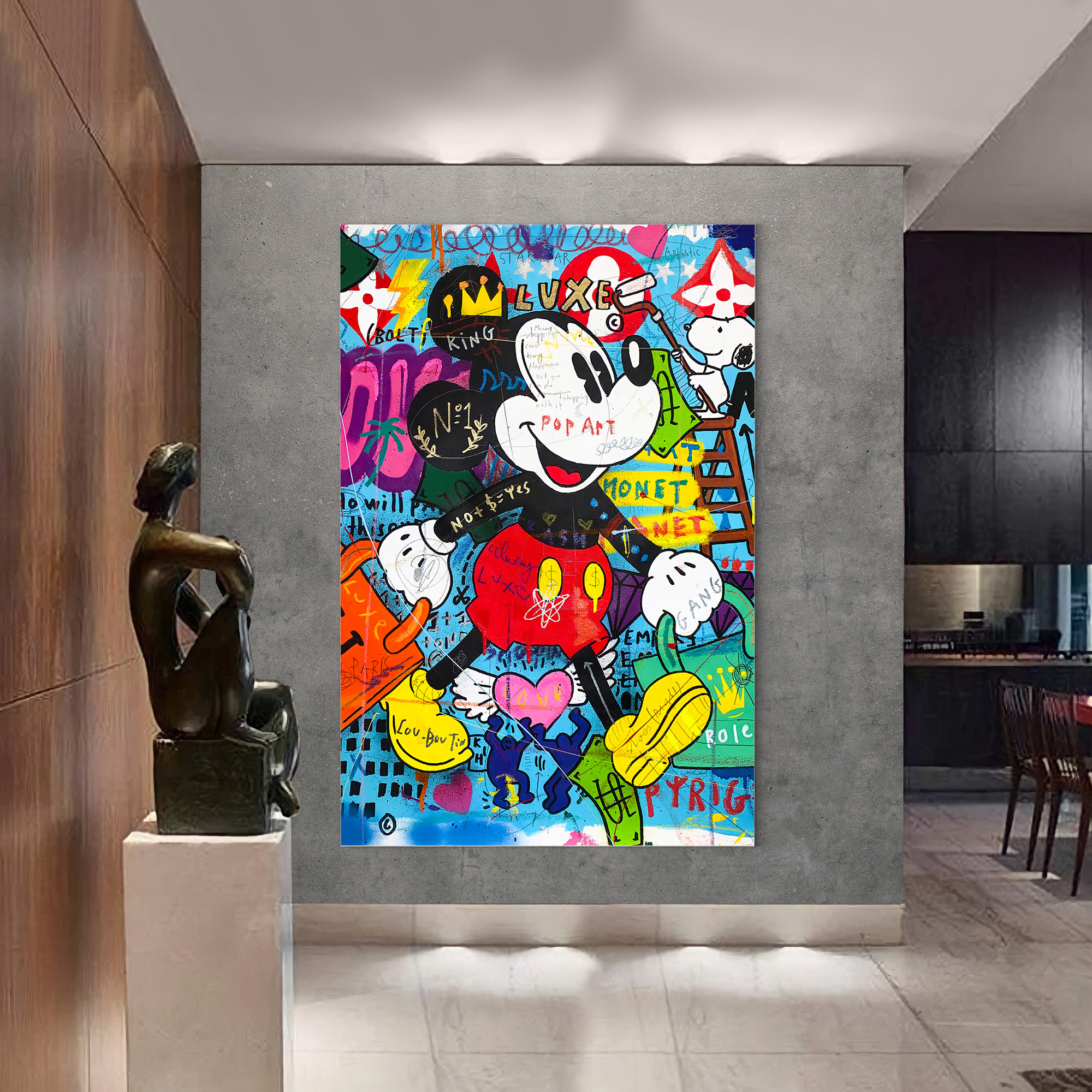 Mickey Mouse Shopping Painting | Banksy Style Wall Art | Original