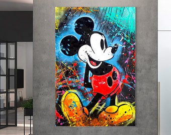 Mickey Mouse Painting | Banksy Style Wall Art | Original Painting | 100% Hand Painted Pop Art