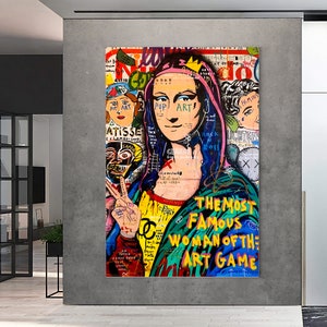 Mona Lisa Oil Painting | Banksy Style Wall Art | Original Painting | 100% Hand Painted Pop Art