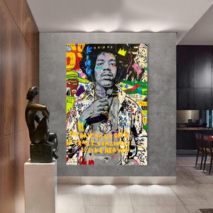 Jimi Hendrix Oil Painting / Banksy Style Wall Art / Original Painting / 100% Hand Painted Pop Art