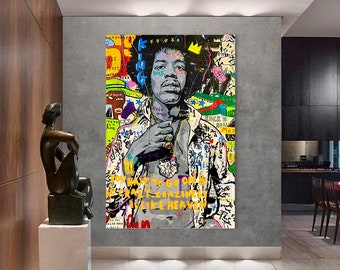 Jimi Hendrix Oil Painting | Banksy Style Wall Art | Original Painting | 100% Hand Painted Pop Art