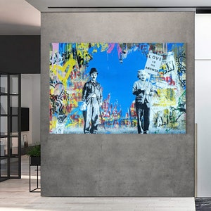 Juxtapose Painting | Banksy Style Wall Art | Original Painting | 100% Hand Painted Pop Art