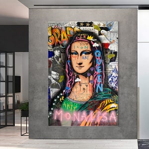 Mona Lisa Oil Painting | Banksy Style Wall Art | Original Painting | 100% Hand Painted Pop Art