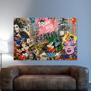 Dream Big Painting | Banksy Style Wall Art | Original Painting | 100% Hand Painted Pop Art