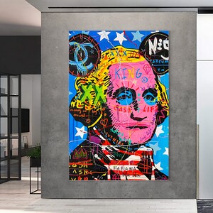 George Washington Painting | Banksy Style Wall Art | Original Painting | 100% Hand Painted Pop Art