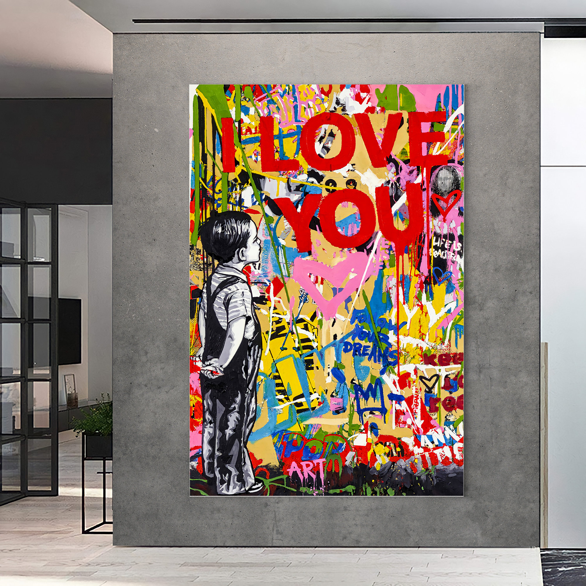 I Love You Painting | Banksy Style Wall Art | Original