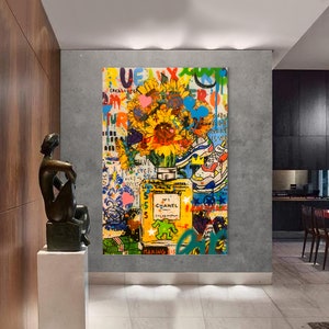 Flowers Painting | Banksy Style Wall Art | Original Painting | 100% Hand Painted Pop Art