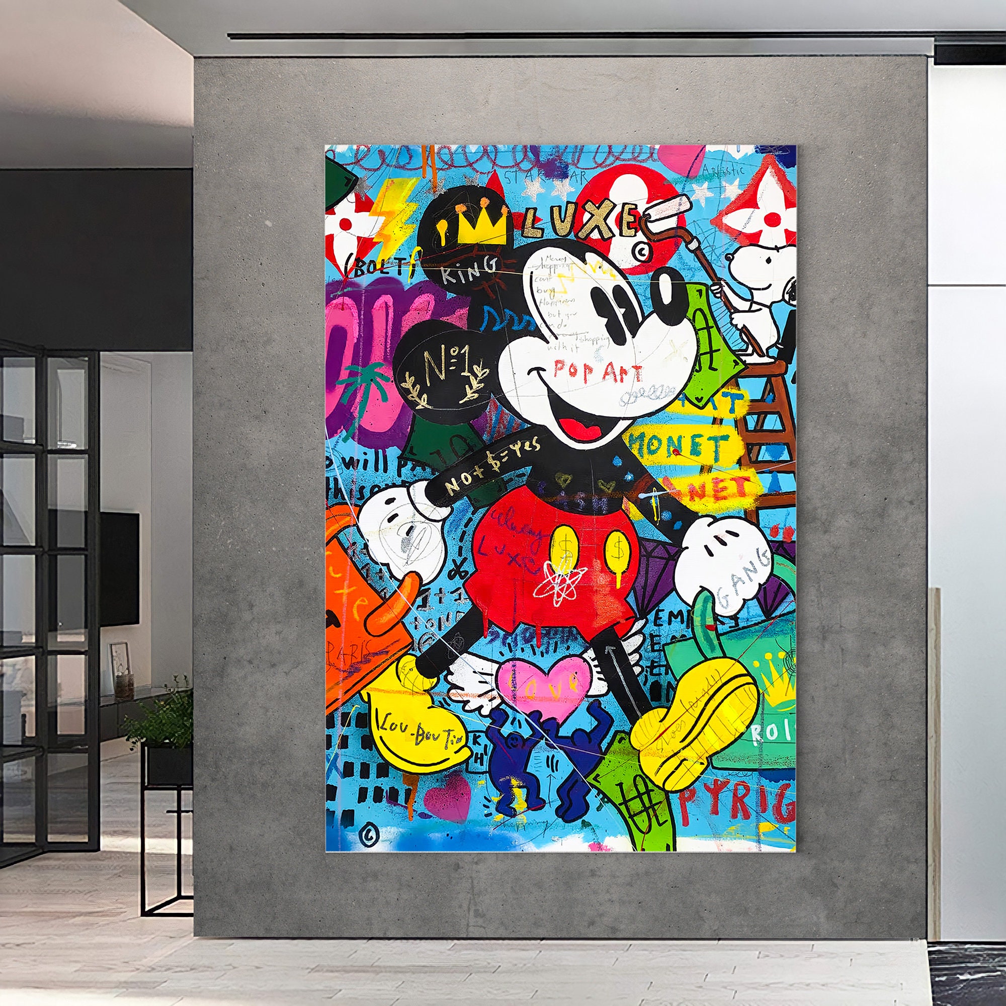 Mickey Mouse Shopping Painting | Banksy Style Wall Art | Original
