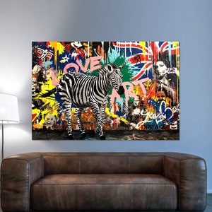 Urban Zebra Painting | Banksy Style Wall Art | Original Painting | 100% ...