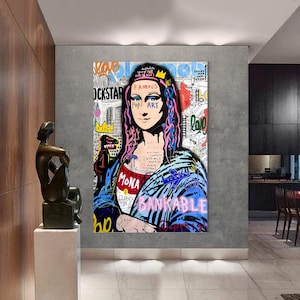 Mona Lisa Oil Painting | Banksy Style Wall Art | Original Painting | 100% Hand Painted Pop Art