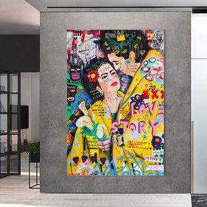 Frida and Diego Painting | Banksy Style Wall Art | Original Painting | 100% Hand Painted Pop Art