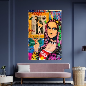 Mona Lisa Oil Painting | Banksy Style Wall Art | Original Painting | 100% Hand Painted Pop Art