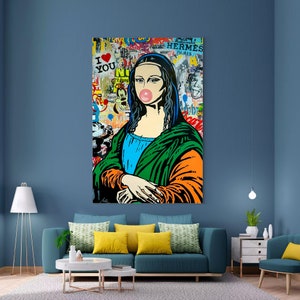 Mona Lisa Oil Painting | Banksy Style Wall Art | Original Painting | 100% Hand Painted Pop Art