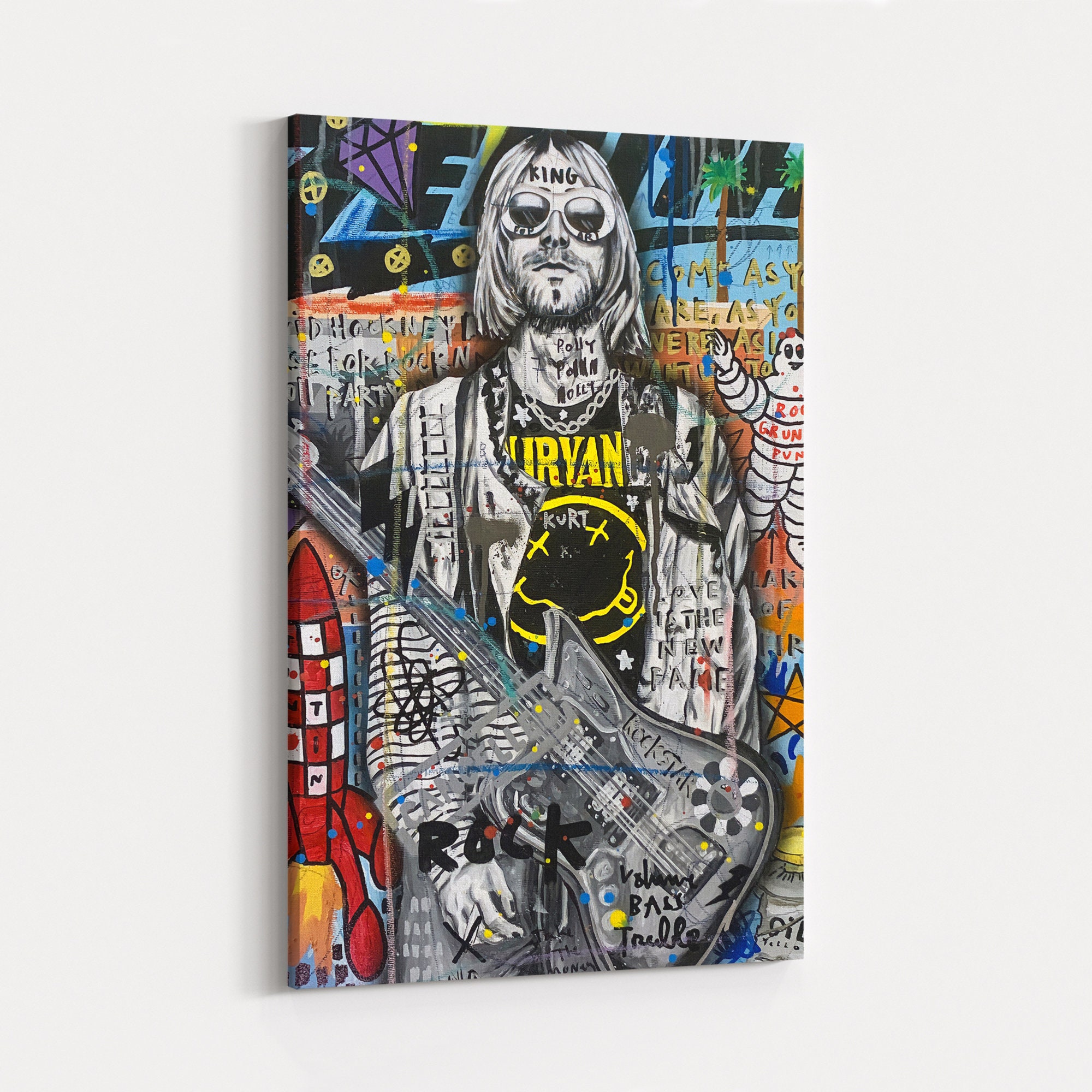Kurt Cobain Painting | Banksy Style Wall Art | Original