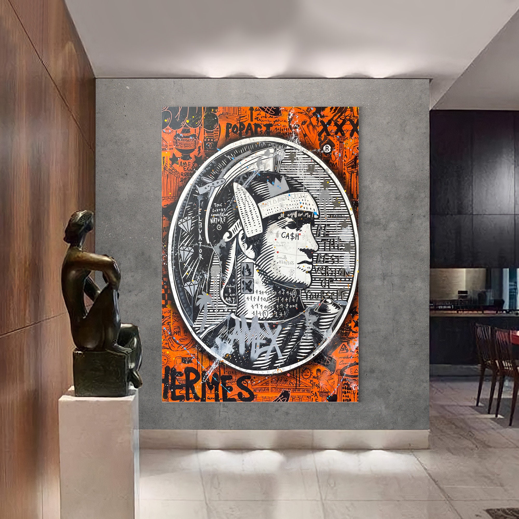 Hermes Painting | Banksy Style Wall Art | Original Painting | 100