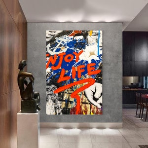 Enjoy Life Painting | Banksy Style Wall Art | Original Painting | 100% Hand Painted Pop Art