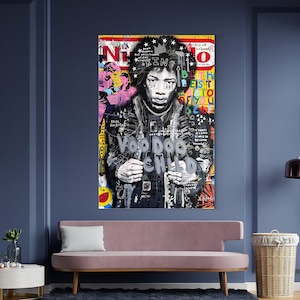 King Jimi Hendrix Painting | Banksy Style Wall Art | Original Painting | 100% Hand Painted Pop Art
