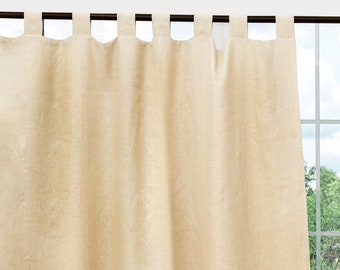 Linen curtains tab top drapes unlined or blackout curtains. Shabby chic blackout linen curtains, farmhouse linen curtains, linen tab top