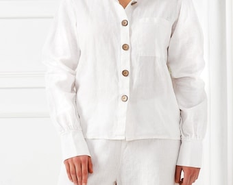 Loose Linen Pajama Set: Women's Loungewear Sleepwear