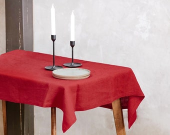 Linen christmas tablecloth square linen tablecloth vintage tablecloth ruby table cloth, farmhouse tablecloth vintage linen tablecloth