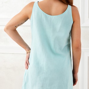 Linen sleeveless short nightgown linen tunic for women, linen dress short linen night gown, linen chemise, loose linen top, linen slip dress