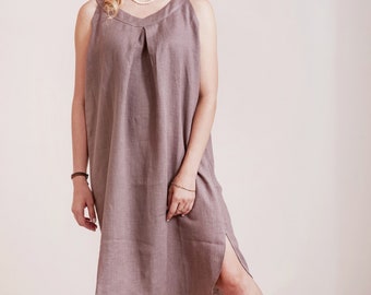 Linen slip dress sleeveless / Linen tunic dress / Loose linen dress / Linen summer dress / organic linen nightgown