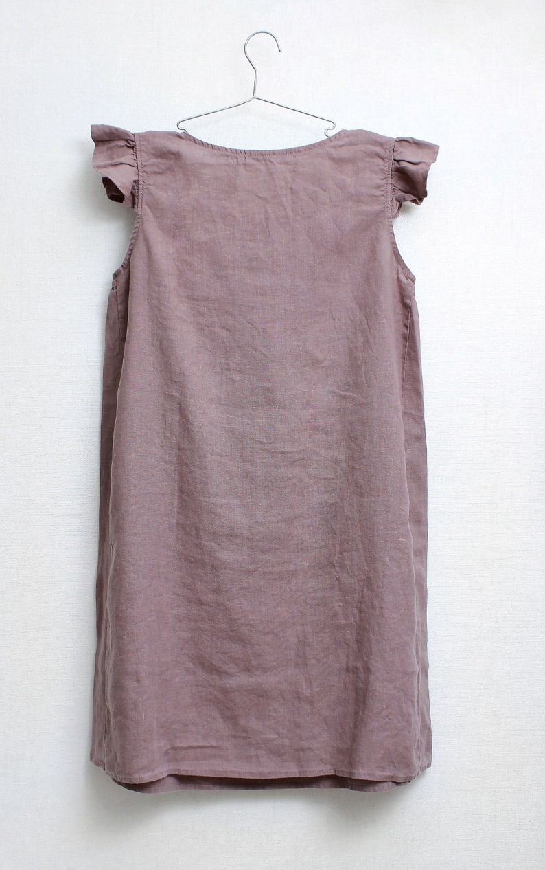 Robe en lin, chemise de nuit en lin bois rose. Robe d'été en lin, robes en lin pour femme, robe chasuble en lin, cadeau pour elle. Lin Woodrose image 5