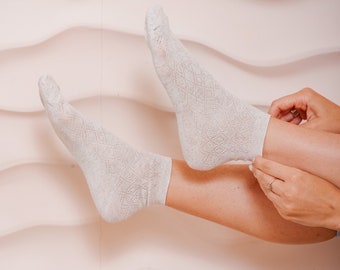 Chaussettes en lin bio (2 paires). Lot de 2 paires de chaussettes pour femmes. Chaussettes décontractées, chaussettes mignonnes, chaussettes respectueuses de l'environnement, chaussettes naturelles, chaussettes douces unisexes