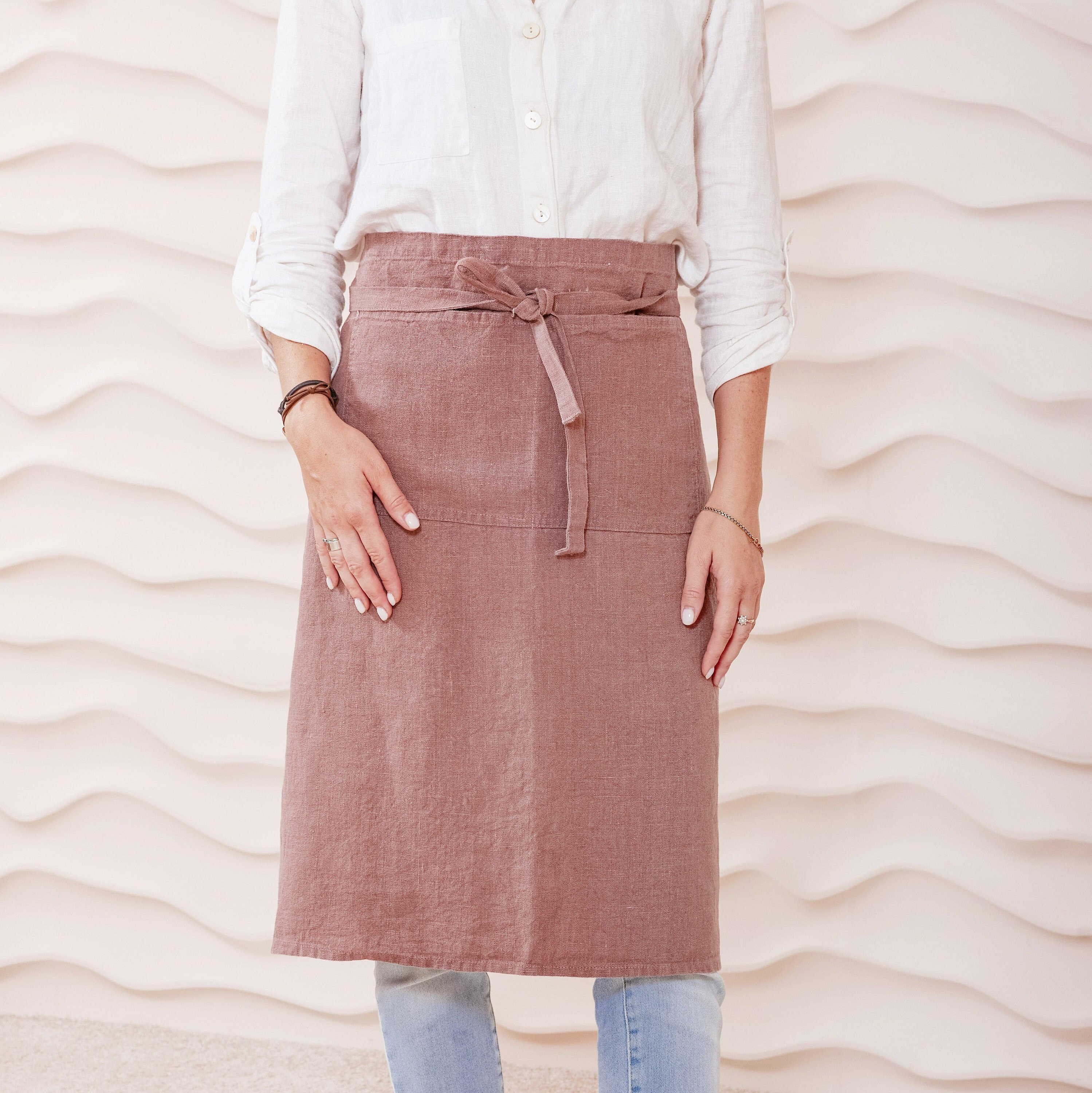 Linen waist apron with pockets, Linen half apron for women, half linen apron. Pure linen waist apron in various colors. Cooking apron