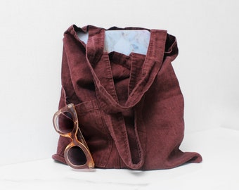 Eco-Friendly Linen Tote Bag with Pockets | Organic Linen Shopping Bag | Reusable Produce Bag | Stylish Linen Purse for Market and Beach