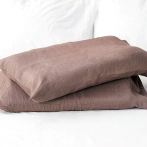 Woodrose Linen Bedding Set Queen: 2 pillowcases standard size and Organic Sheets linen fitted sheet and linen flat sheet Organic Linen image 8