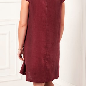 Robe en lin, chemise de nuit en lin bois rose. Robe d'été en lin, robes en lin pour femme, robe chasuble en lin, cadeau pour elle. Lin Woodrose image 7