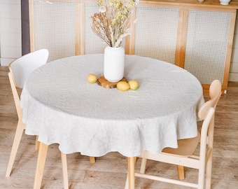 Round Linen tablecloth natural  vintage christmas tablecloth , round christmas tablecloth , farmhouse tablecloth round tablecloth vintage