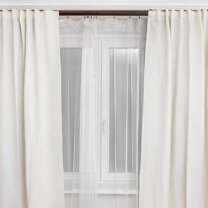 Back Tab linen curtain panel. Linen unlined and blackout curtains hidden back tab bedroom curtains linen window curtains, linen drapes