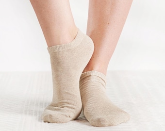 Organic Linen Socks, Soft Unisex Ankle Socks (Set of 2 Pairs)