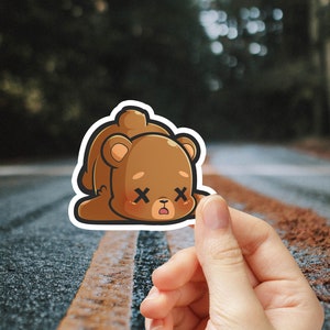 Adorable Dead BearCUTE BEAR STICKERS, Rilakkuma Sticker, One Piece Sticker, Cute Dead Bear Glossy Vinyl Water-Resistant Stickers
