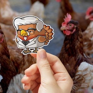 COLONEL CRISPY BIRD, Einteiliger Aufkleber, Hahnaufkleber, Vogel-Autoaufkleber, wasserfester glänzender Vinyl-Colonel Bird Aufkleber